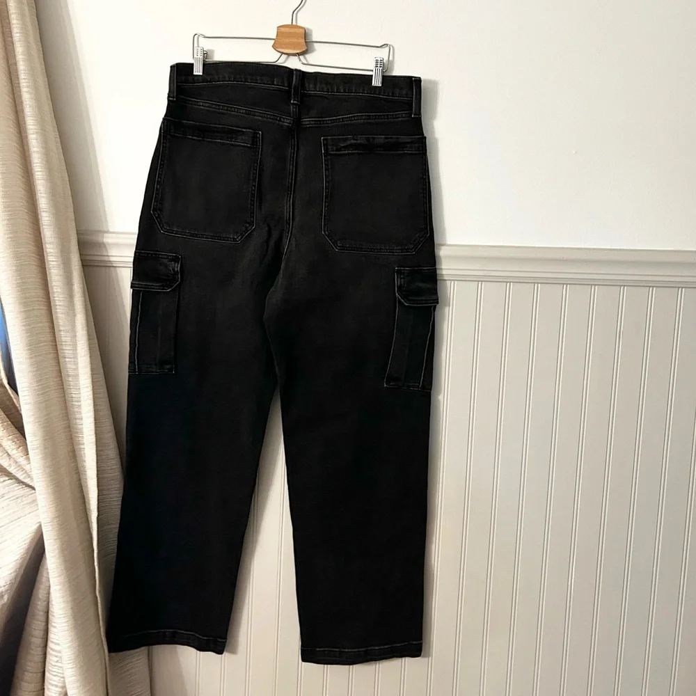 ⭐️ NEW Hollister Baggy Men's 34x32 Black Cargo Pants Jeans